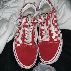 Red and white checkered vans old school